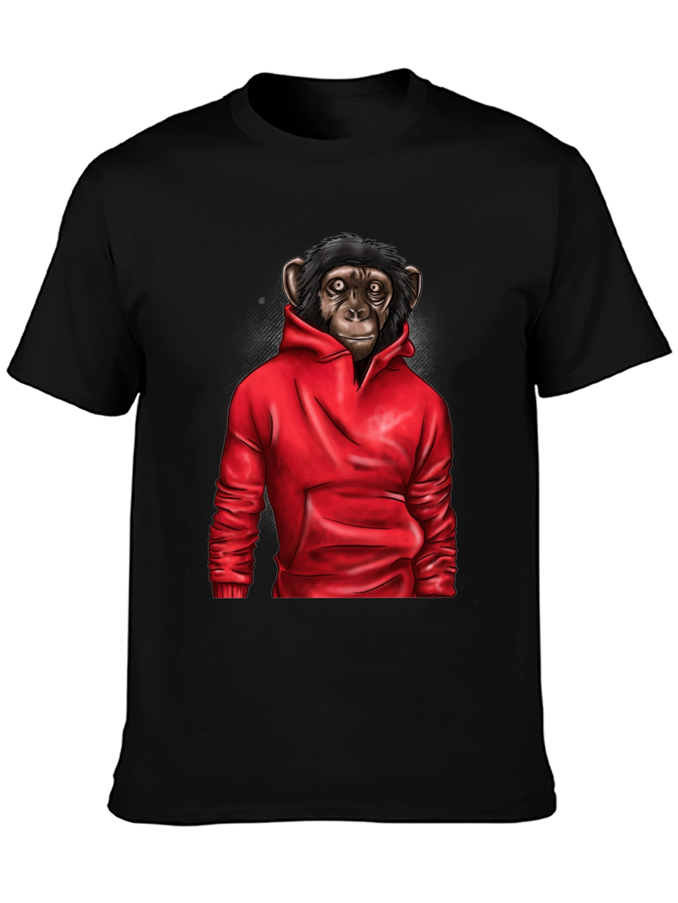 Chimpanzee in Hoodie Graphic Tee - Black T-Shirt