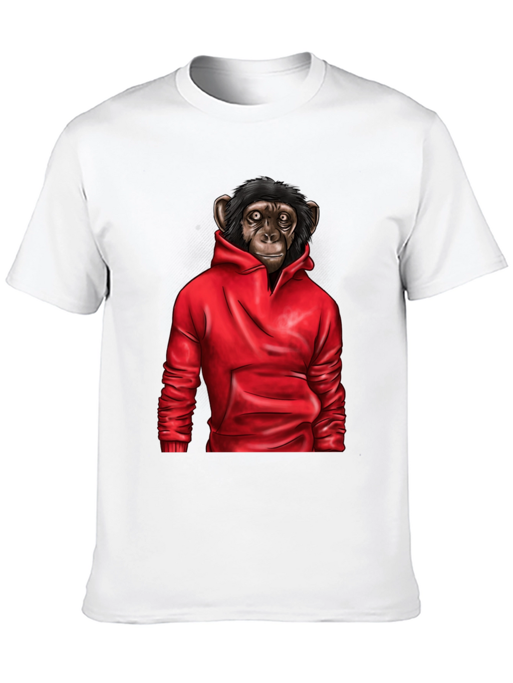 Chimpanzee in Hoodie Graphic Tee - Black T-Shirt