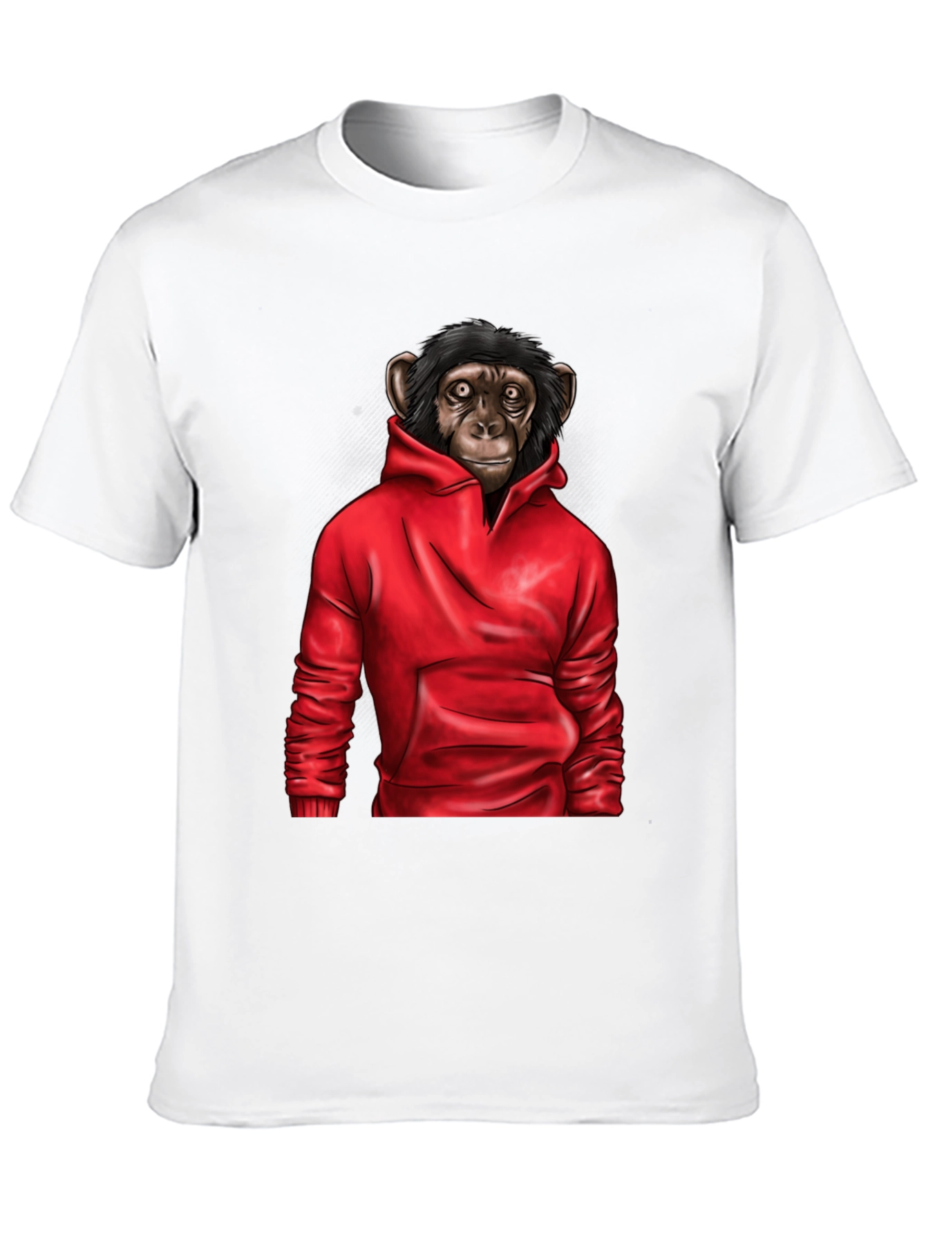 Chimpanzee in Hoodie Graphic Tee - Black T-Shirt