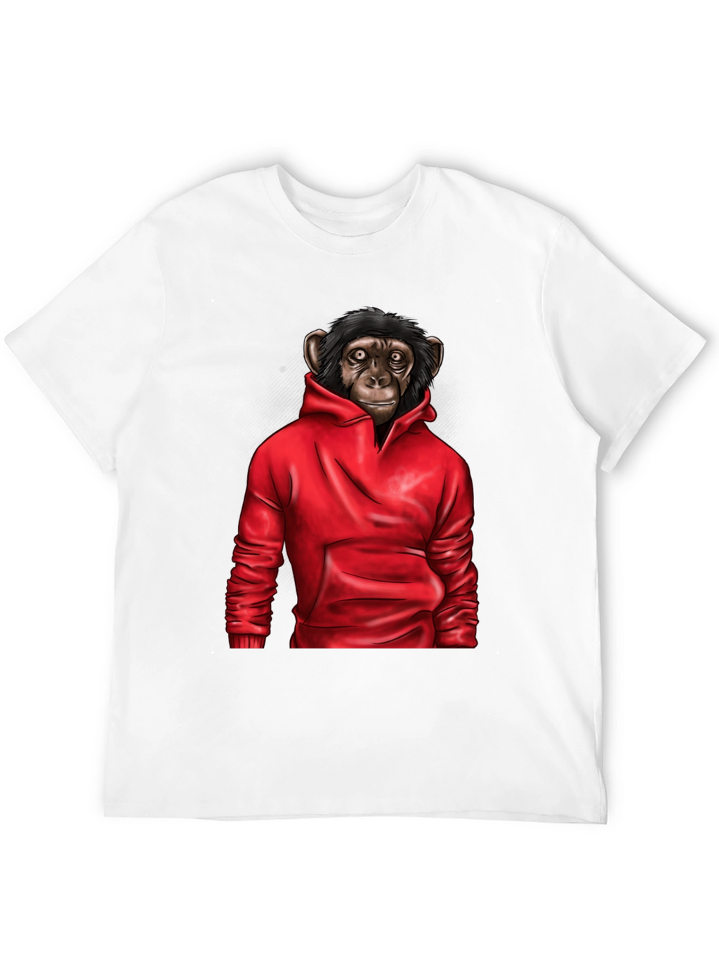 Chimpanzee in Hoodie Graphic Tee - Black T-Shirt