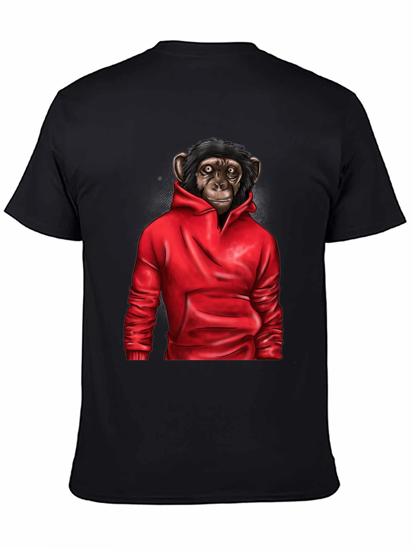 Chimpanzee in Hoodie Graphic Tee - Black T-Shirt