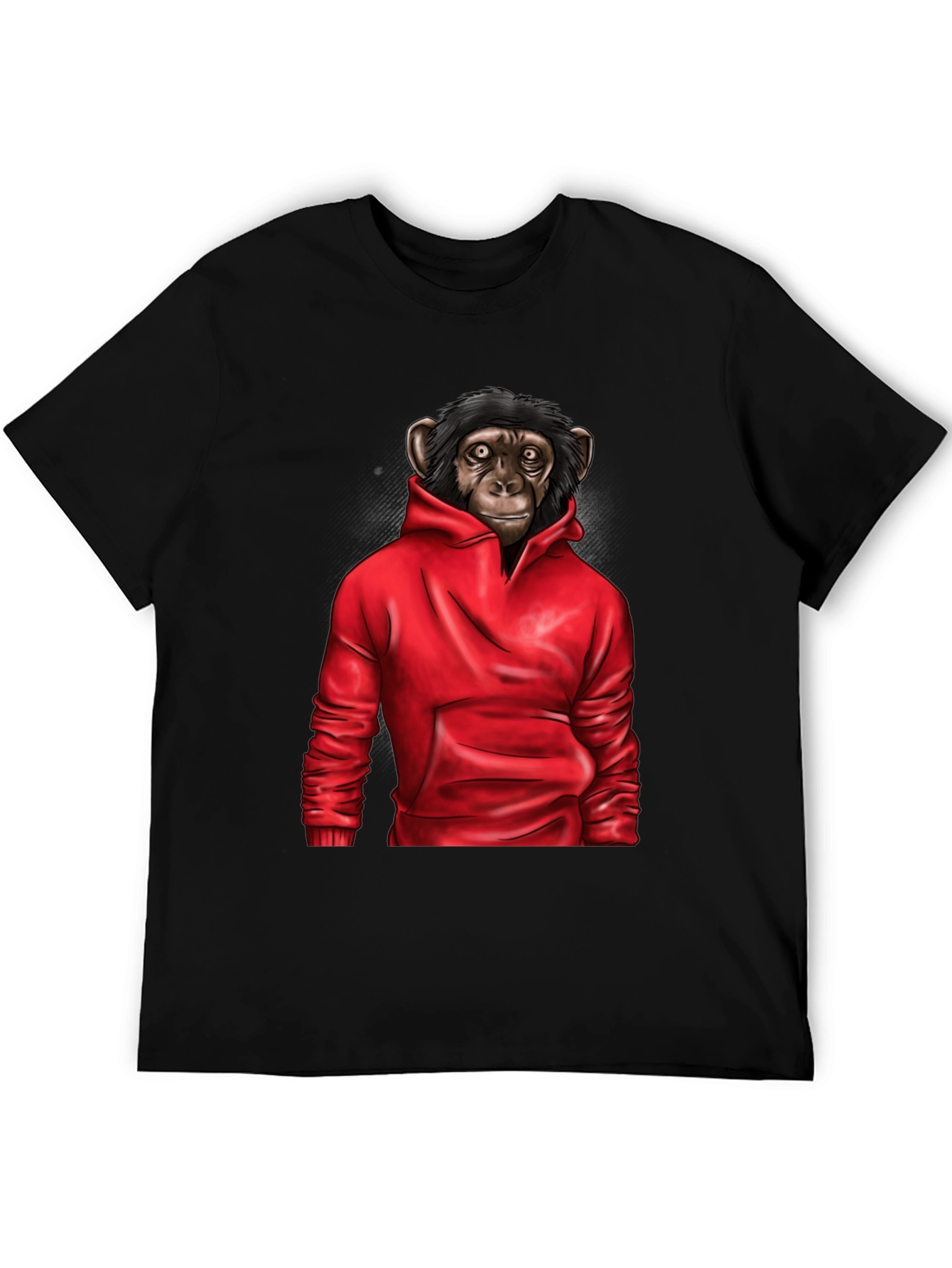 Chimpanzee in Hoodie Graphic Tee - Black T-Shirt