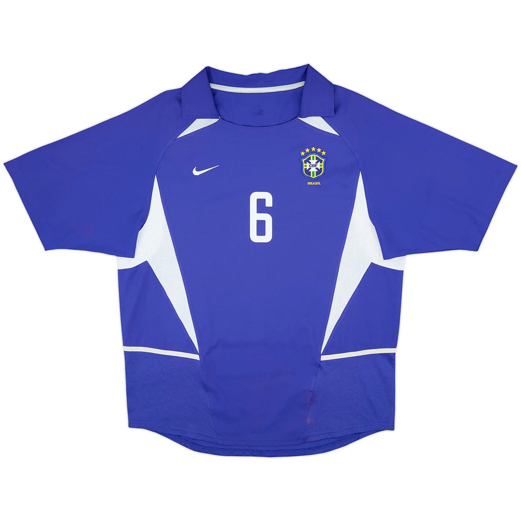 R.Carlos #6 Retro Brazil Away Jersey World Cup 2002 Back