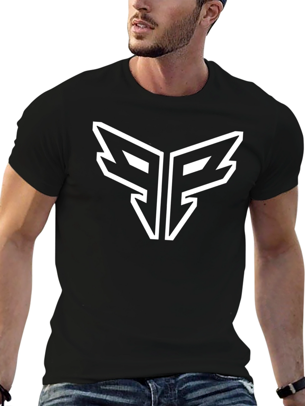 Modern Black T-Shirt with Bold Graphic Logo