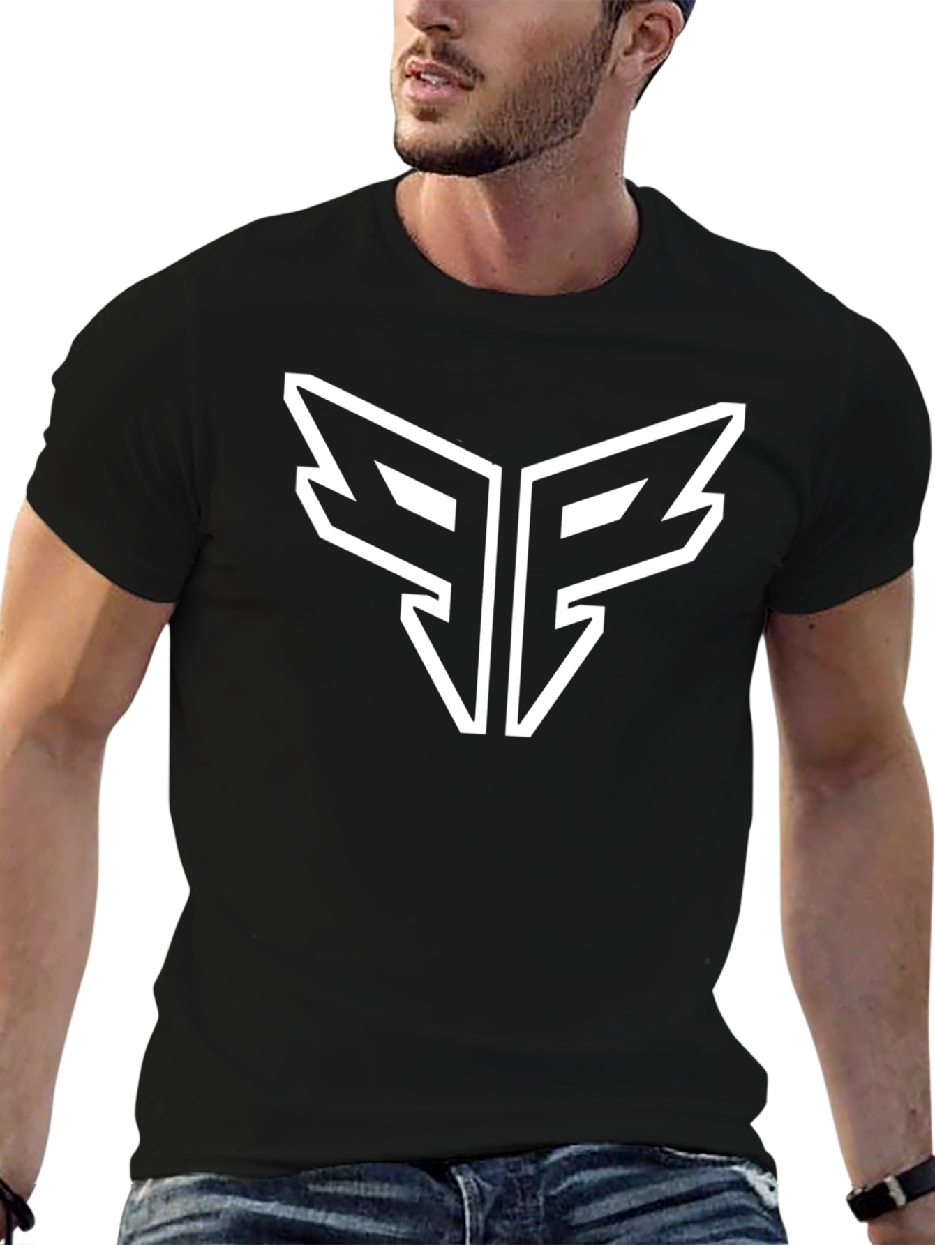 Modern Black T-Shirt with Bold Graphic Logo