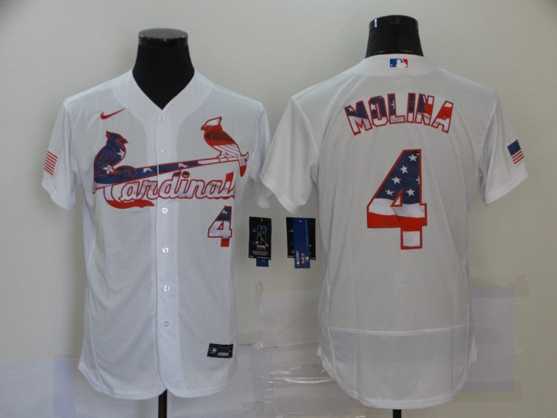 Men's St. Louis Cardinals Yadier Molina #4 White Stitched Jerseys