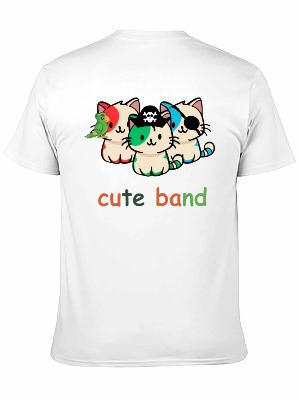 Cute Pirate Cat Band Graphic T-Shirt
