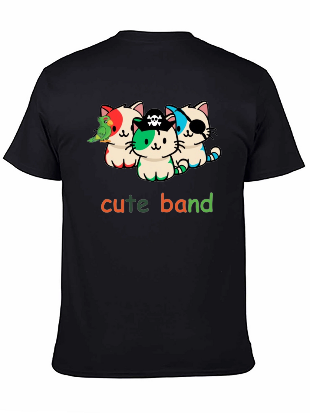 Cute Pirate Cat Band Graphic T-Shirt