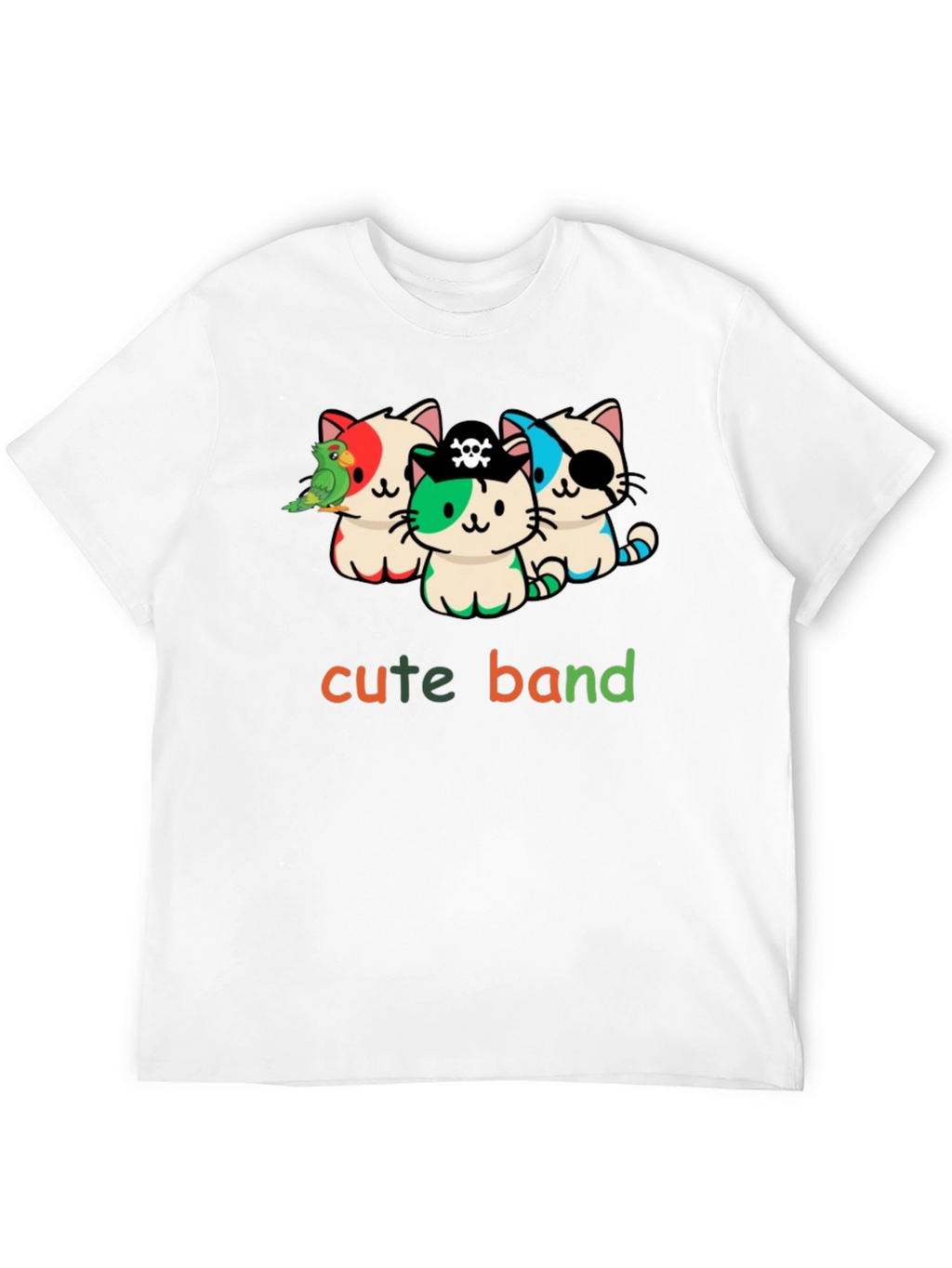 Cute Pirate Cat Band Graphic T-Shirt