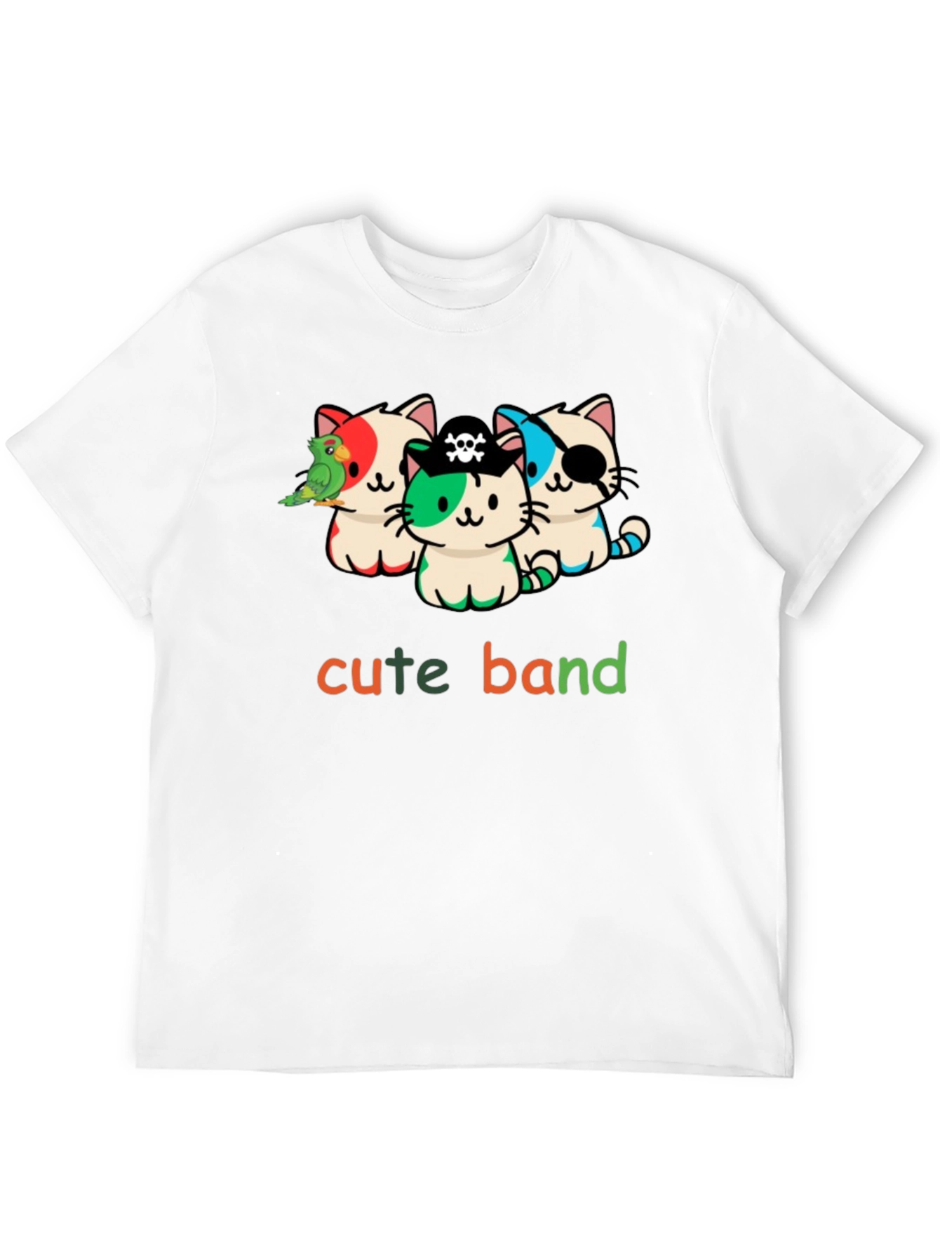 Cute Pirate Cat Band Graphic T-Shirt