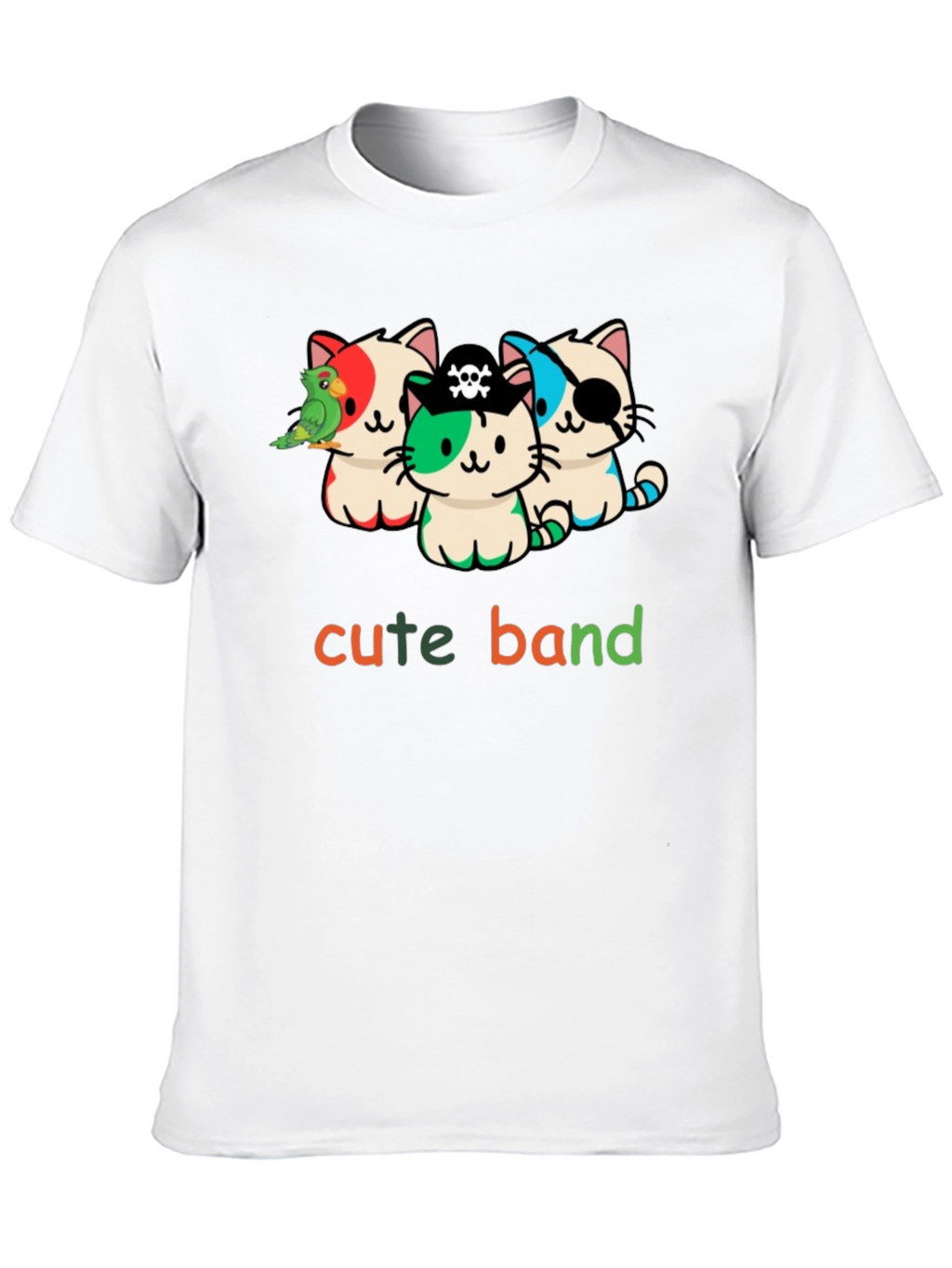 Cute Pirate Cat Band Graphic T-Shirt