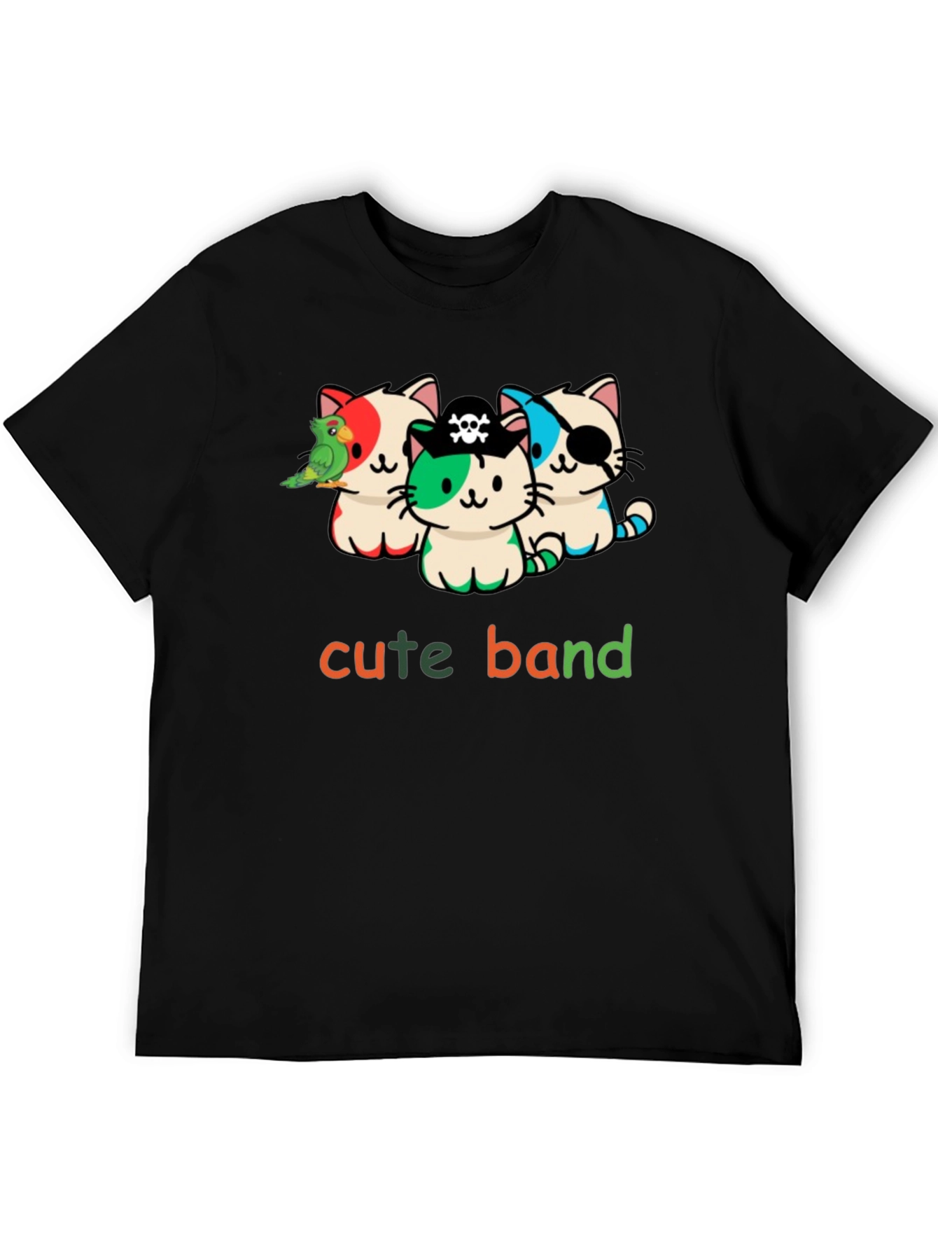Cute Pirate Cat Band Graphic T-Shirt