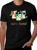 Cute Pirate Cat Band Graphic T-Shirt