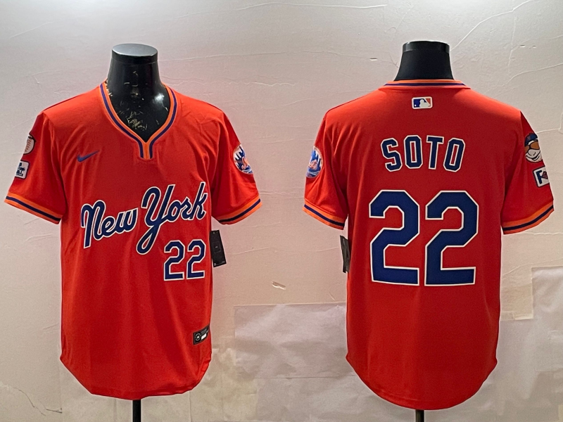 Men's New York Mets Juan Soto #22 Orange Replica Player Jerseys