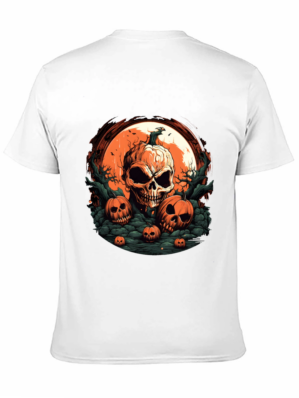 Halloween Skull Pumpkin Graphic T-Shirt