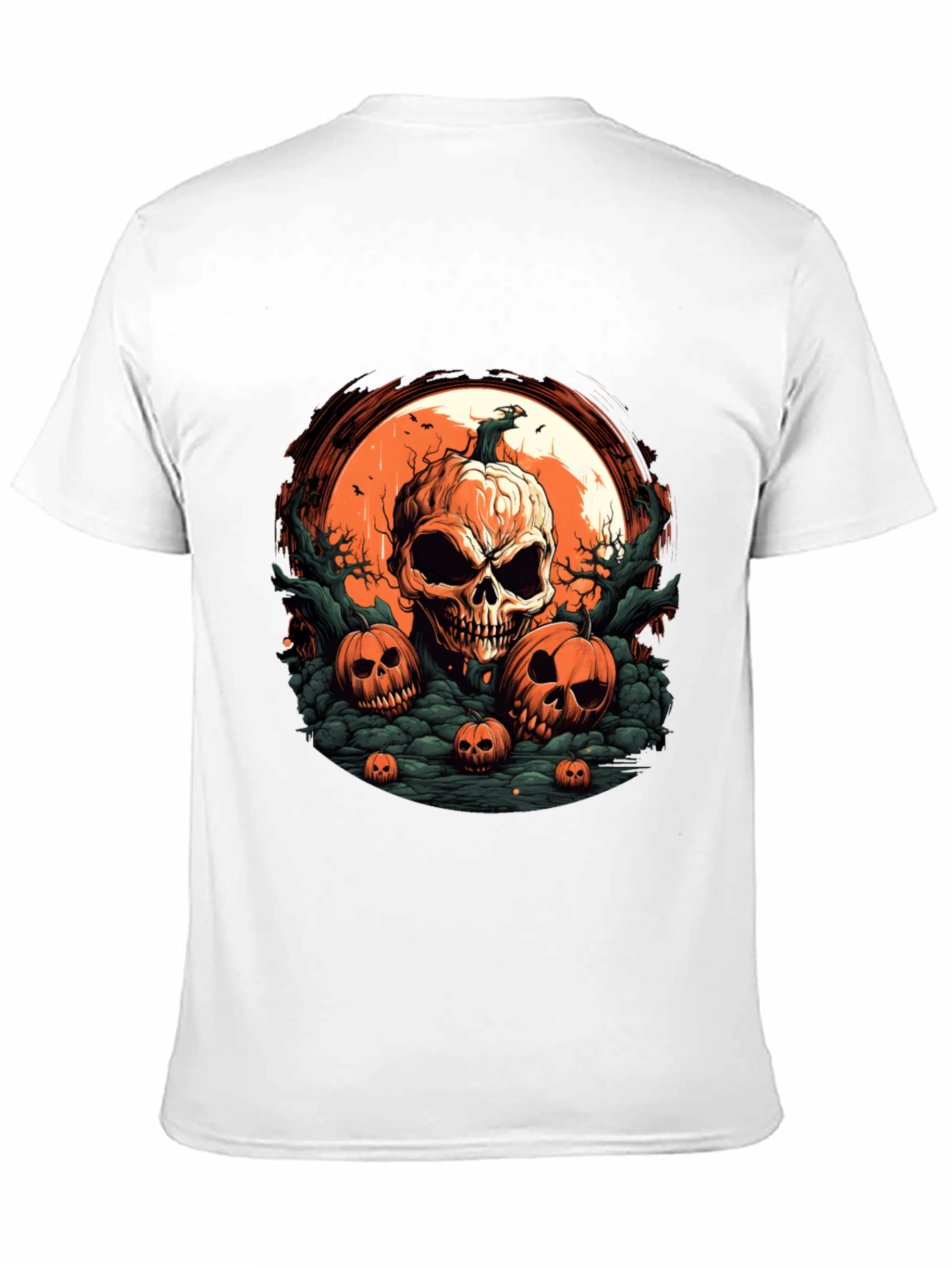 Halloween Skull Pumpkin Graphic T-Shirt