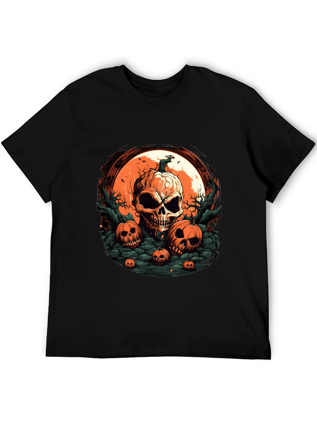 Halloween Skull Pumpkin Graphic T-Shirt
