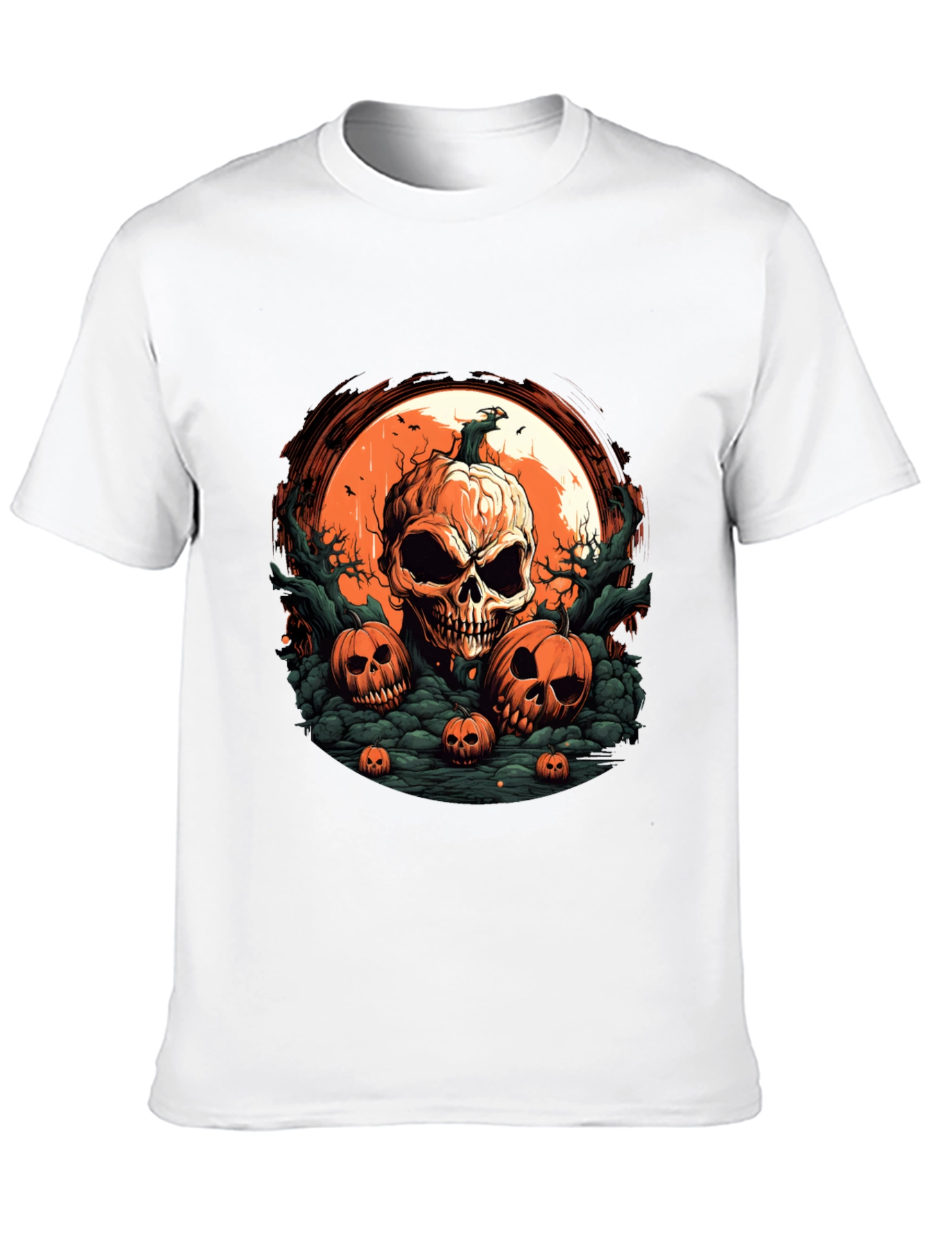 Halloween Skull Pumpkin Graphic T-Shirt