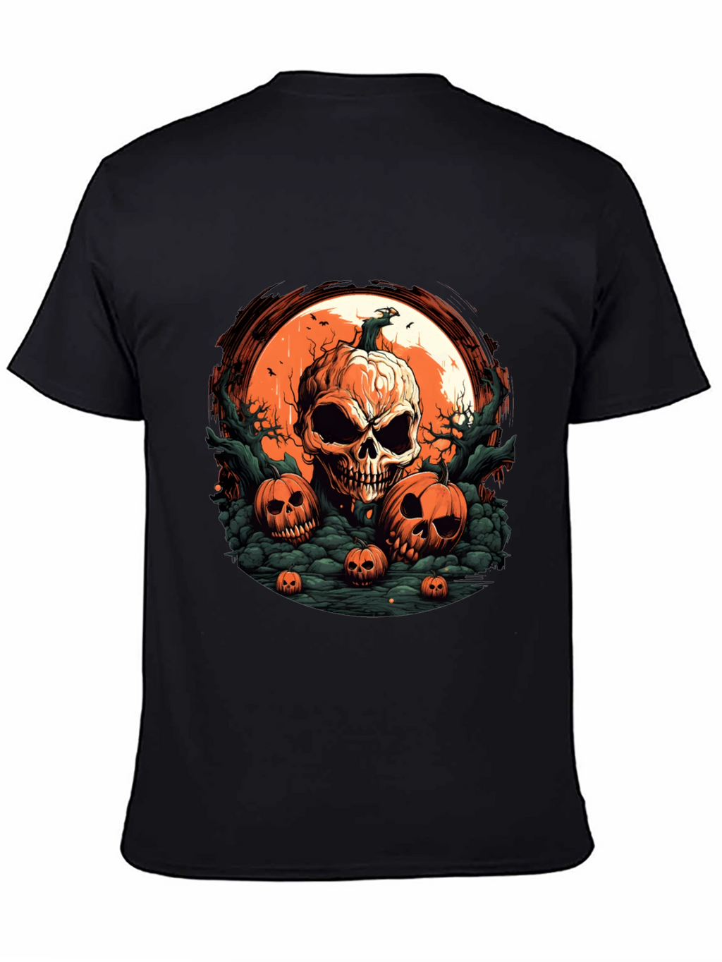 Halloween Skull Pumpkin Graphic T-Shirt
