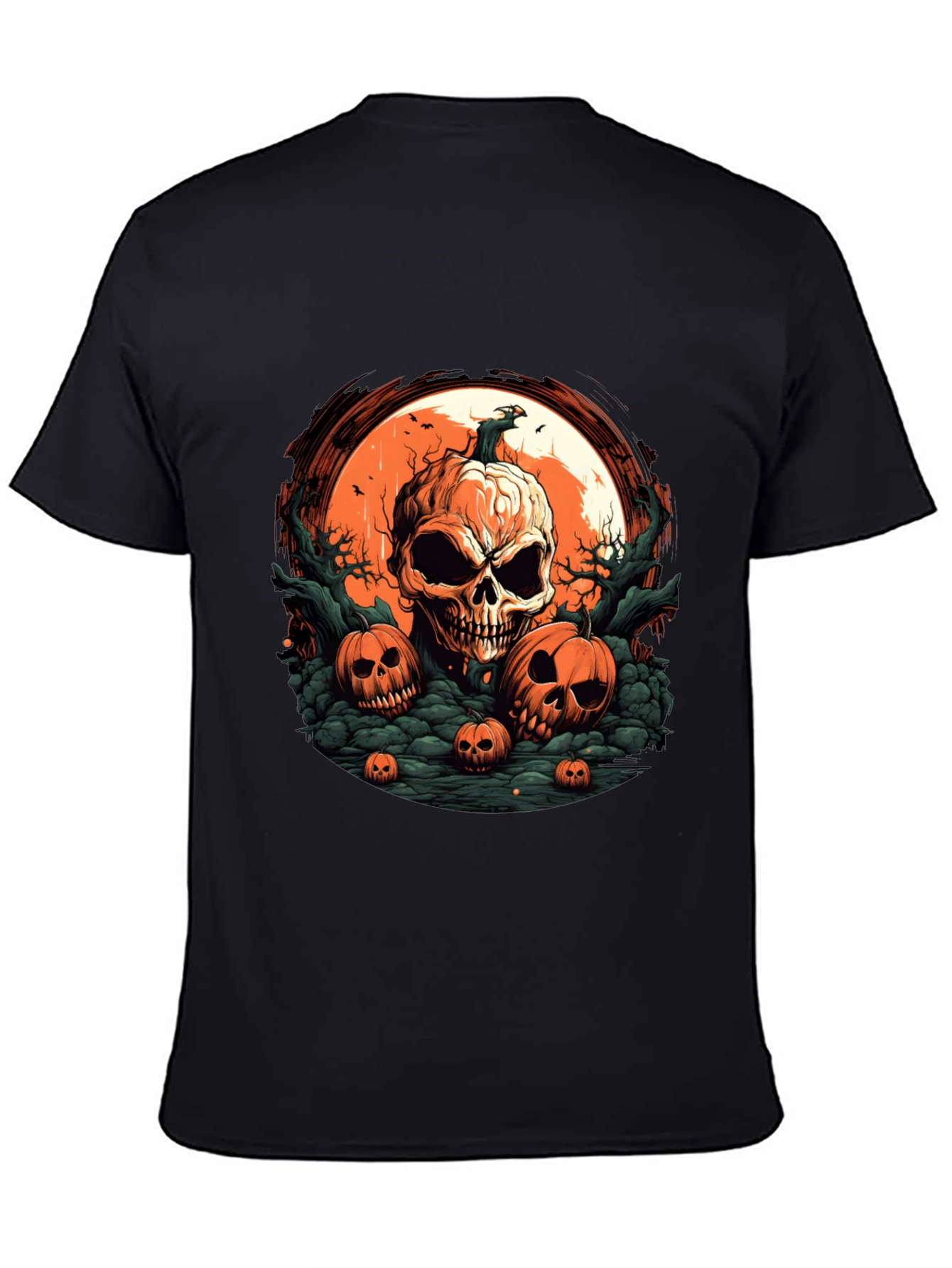 Halloween Skull Pumpkin Graphic T-Shirt