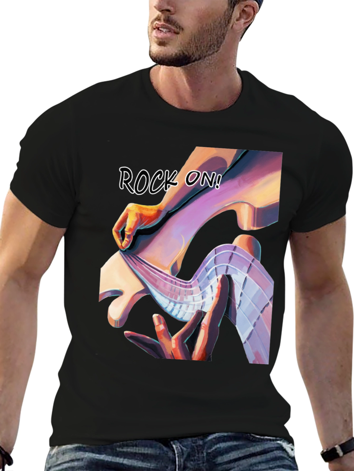 Rock On Graphic Tee - Stylish Black T-Shirt