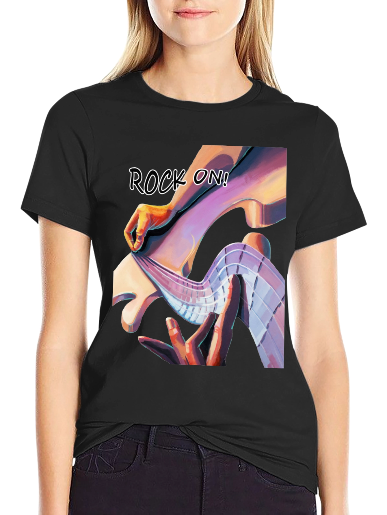 Rock On Graphic Tee - Stylish Black T-Shirt