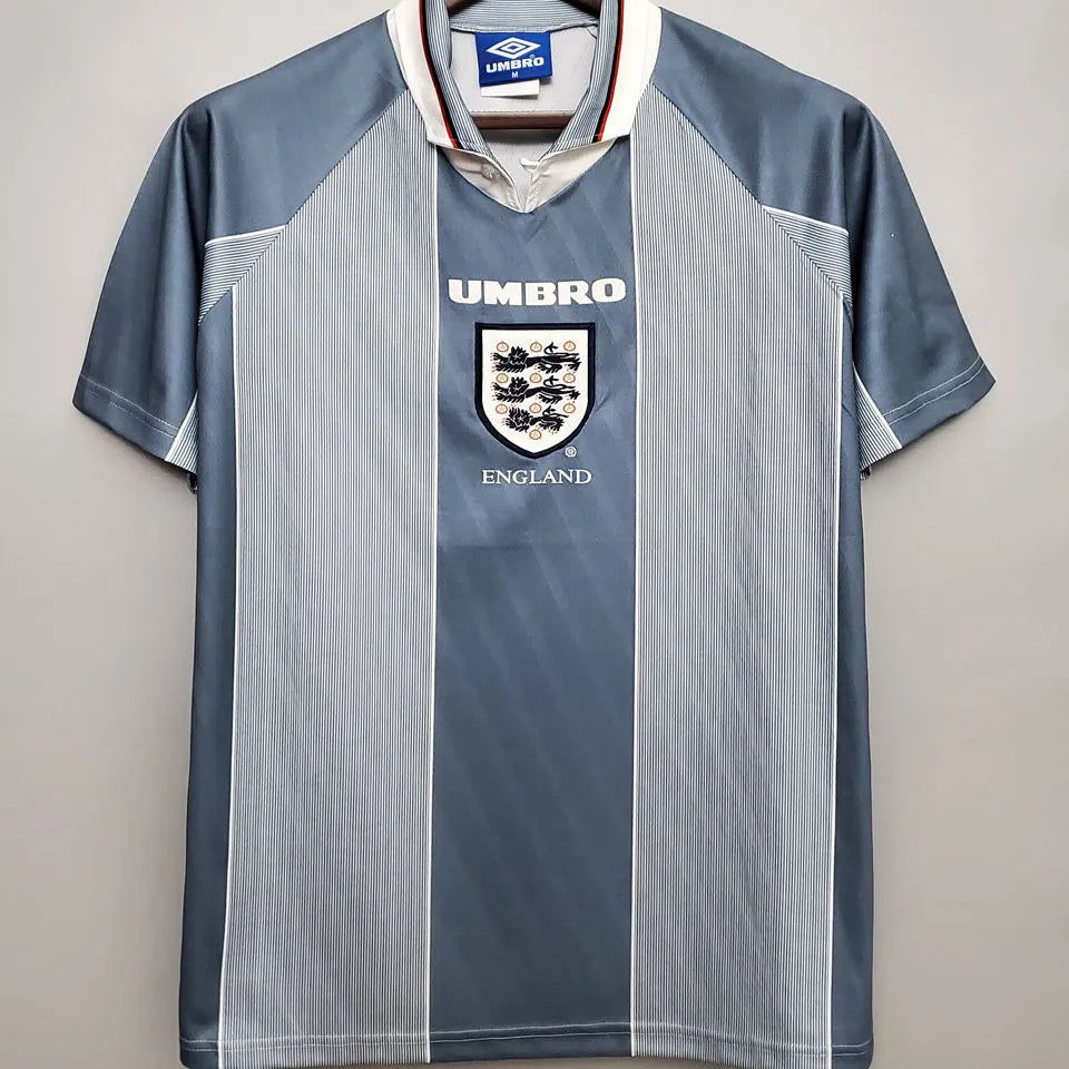 1996 England Away Grey Retro Soccer Jersey Back
