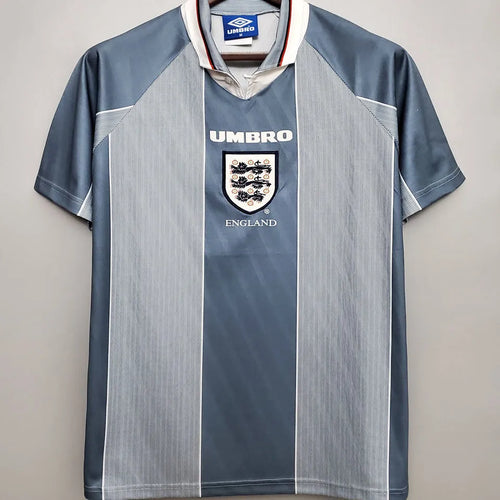 1996 England Away Grey Retro Soccer Jersey Back