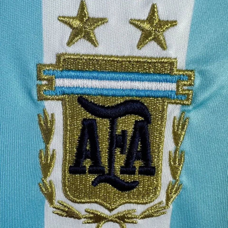 2006 Argentina Home Retro Long Sleeve Soccer Jersey Detail 3