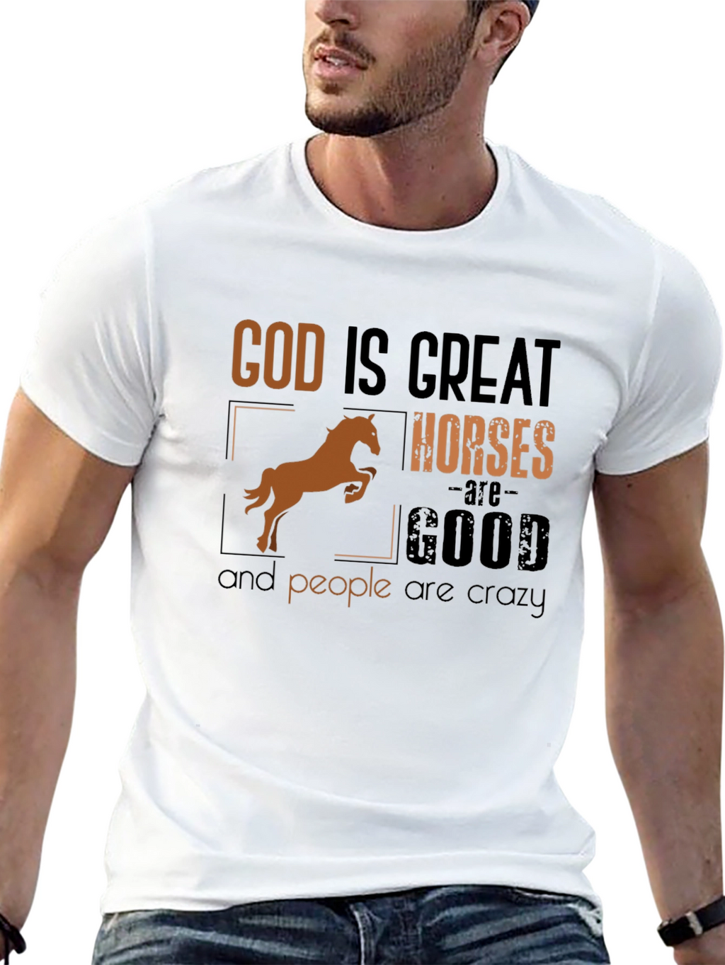 God Is Great Horses Are Good Funny T-Shirt
