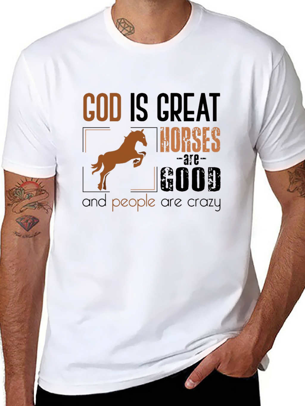 God Is Great Horses Are Good Funny T-Shirt