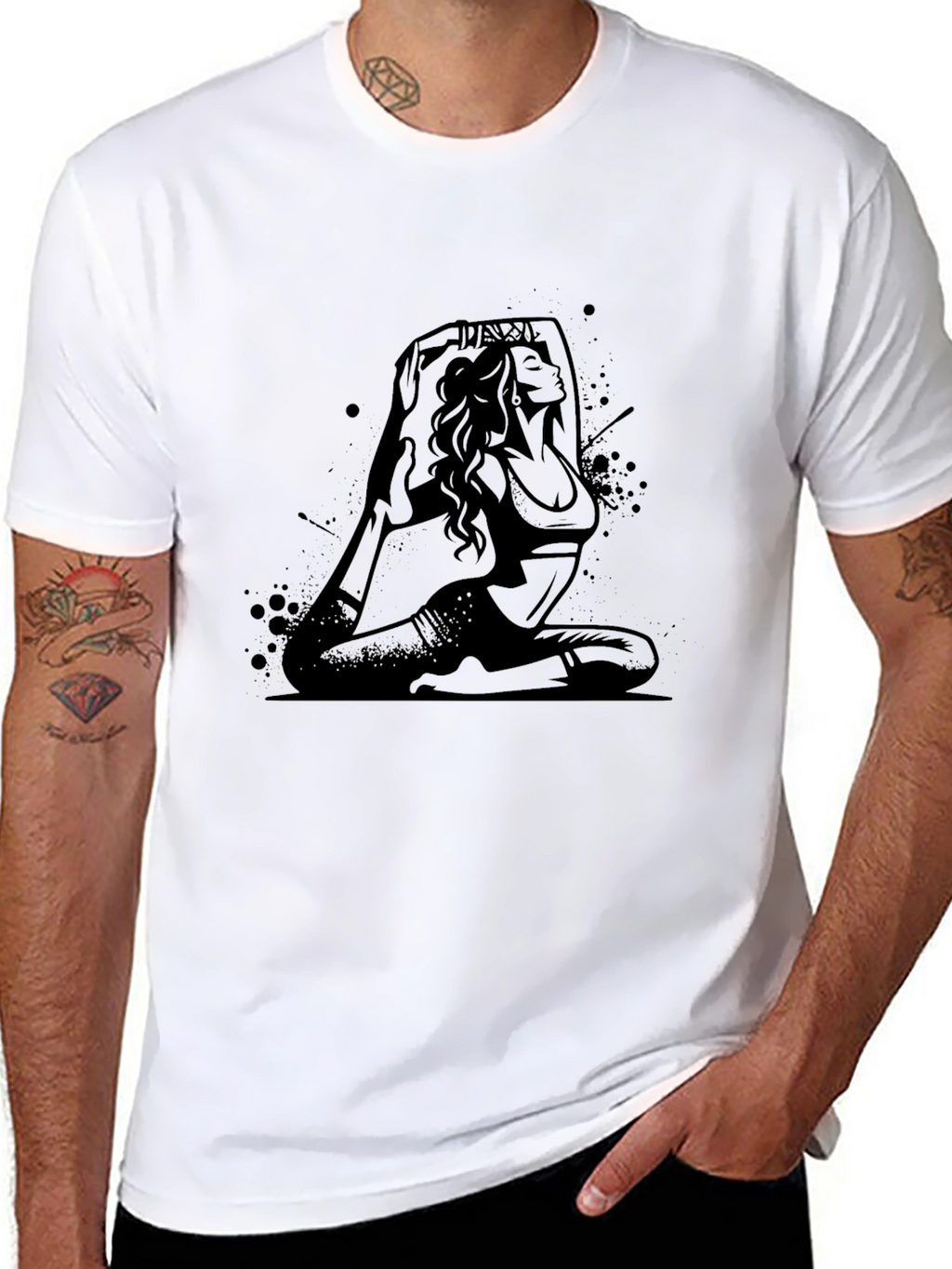 Yoga Pose Graphic Print Tee - Black