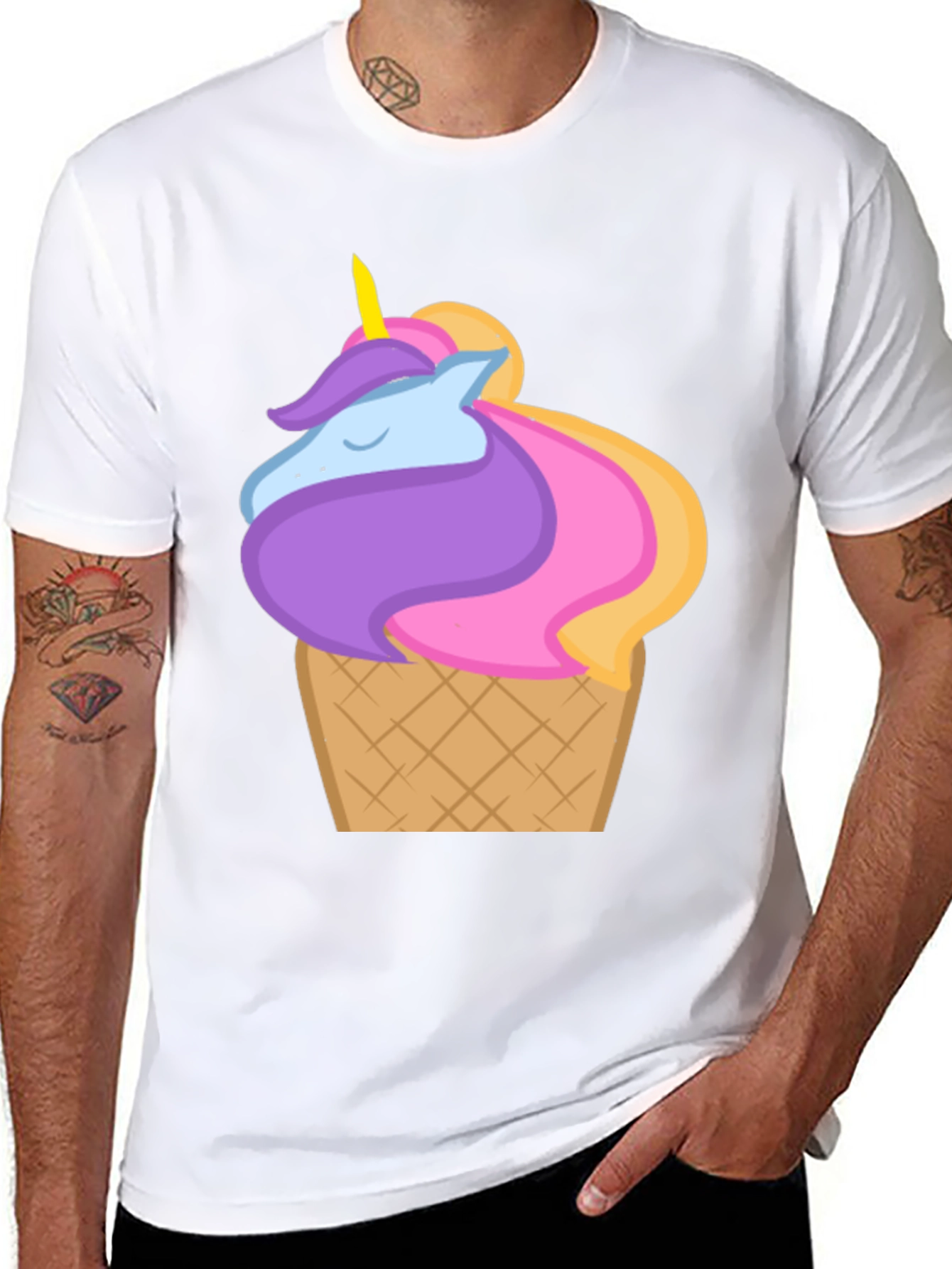 Unicorn Ice Cream Cone Graphic T-Shirt