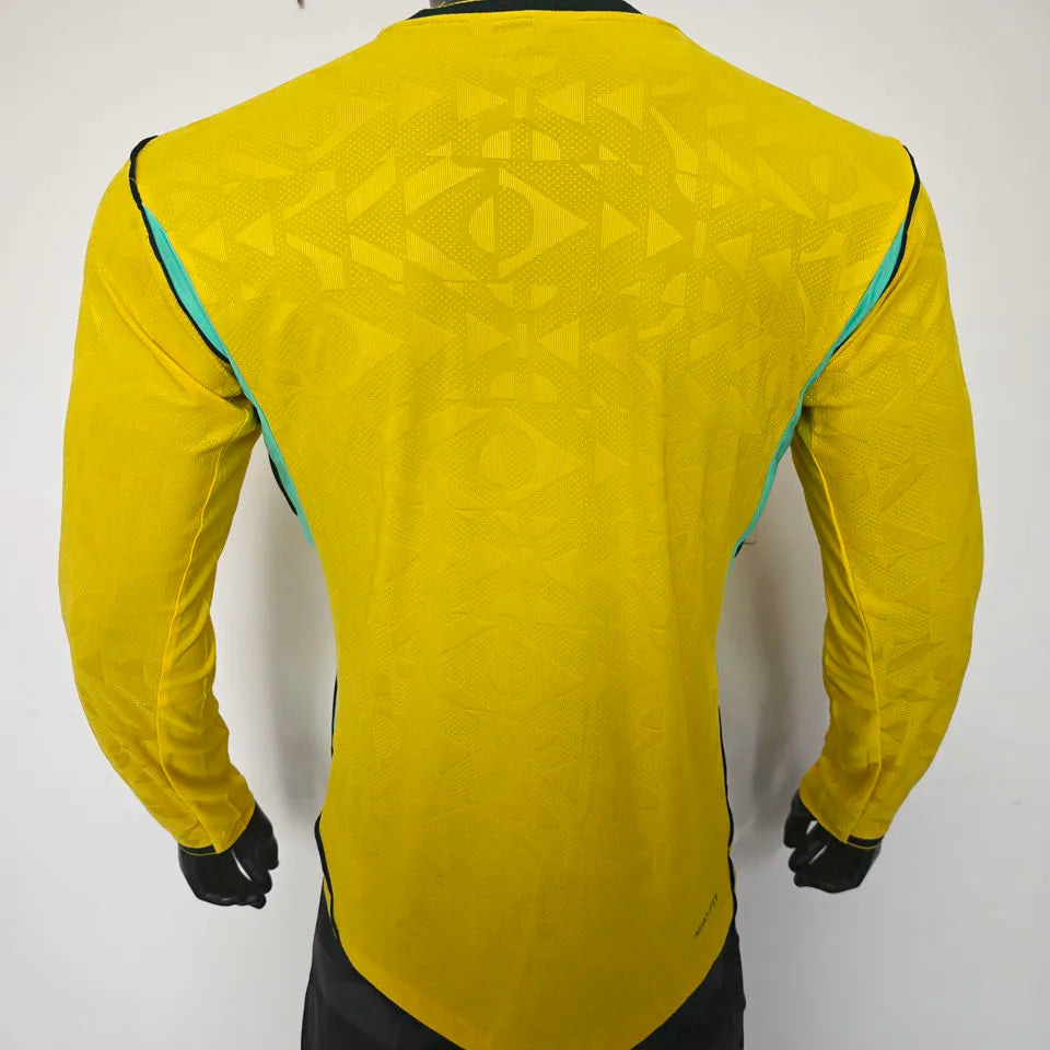 2026/27 Brazil Home Yellow Player Version Long Sleeve Soccer Jersey Back