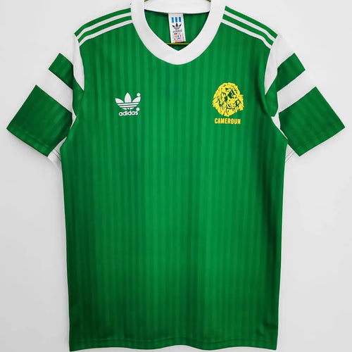 1990 Cameroun Home Green Retro Soccer Jersey Front