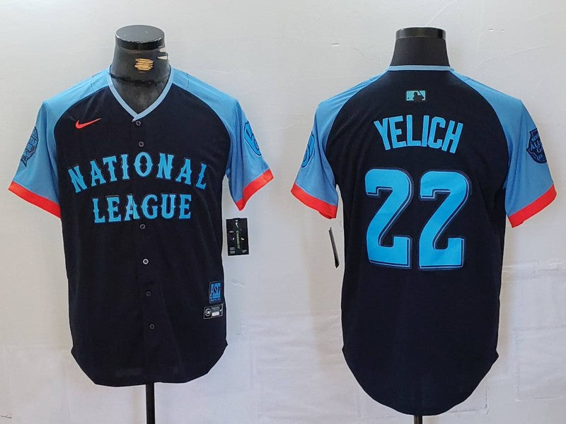 Men's National League Christian Yelich #22 Navy 2024 MLB All-Star Game Limited Player Jerseys