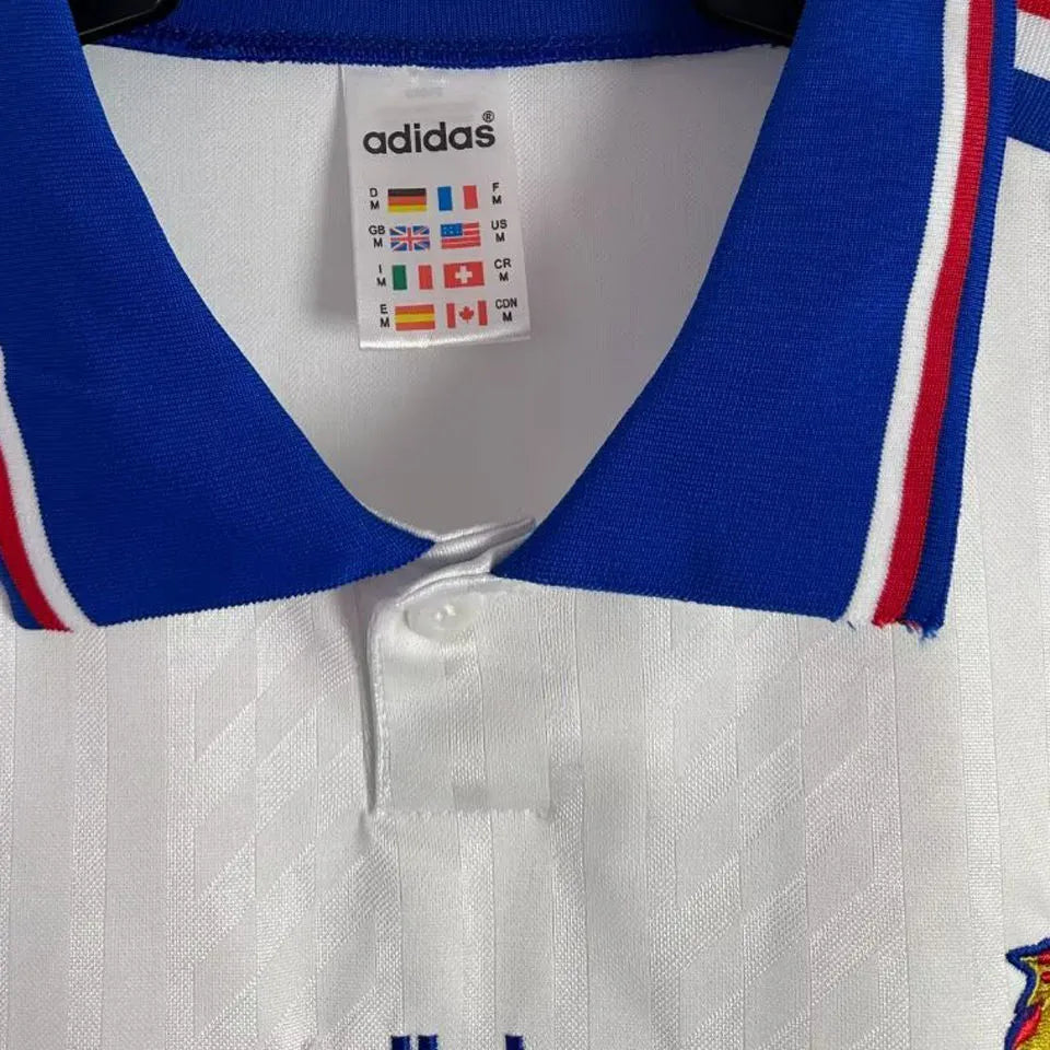 1994 France Away White Retro Soccer Jersey Detail 1