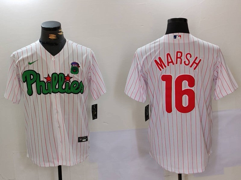 Men's Philadelphia Phillies Brandon Marsh #16 White Limited Player Jerseys