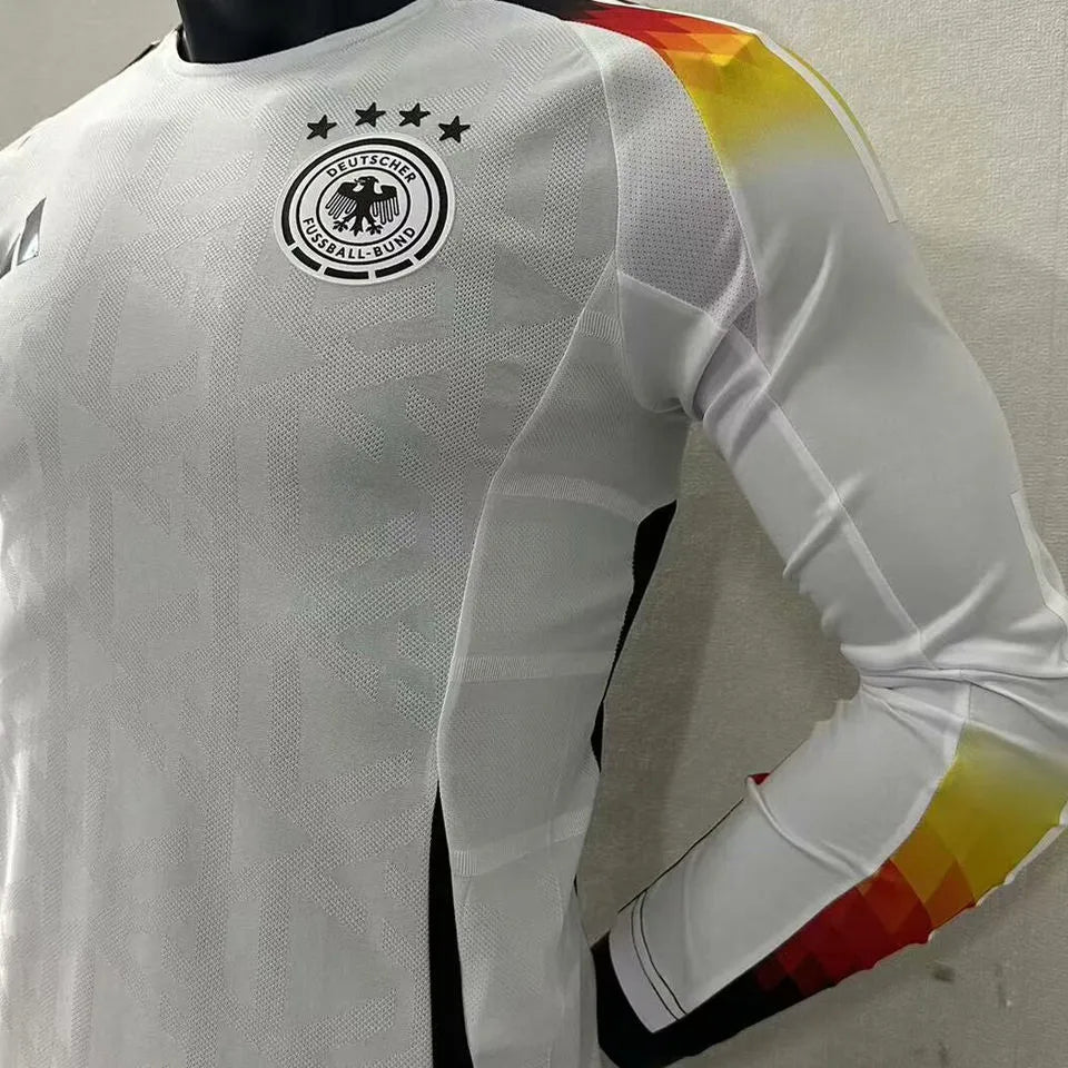 2024/25 Germany Home White Player Version Long Sleeve Jersey Detail 4