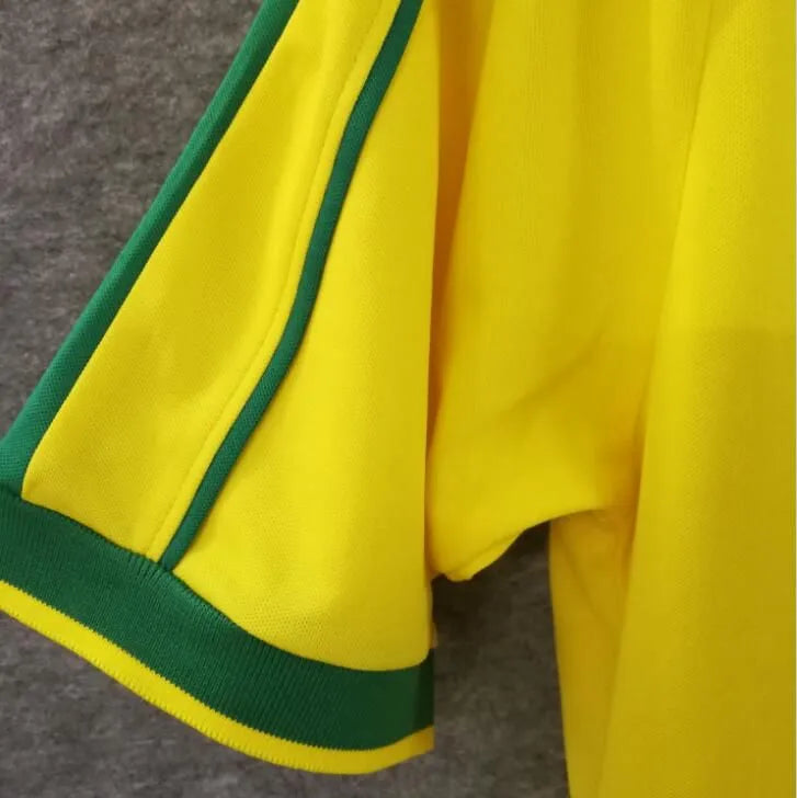 1998 Brazil Home Yellow Retro Soccer Jersey(No small fonts on the chest) Detail 4