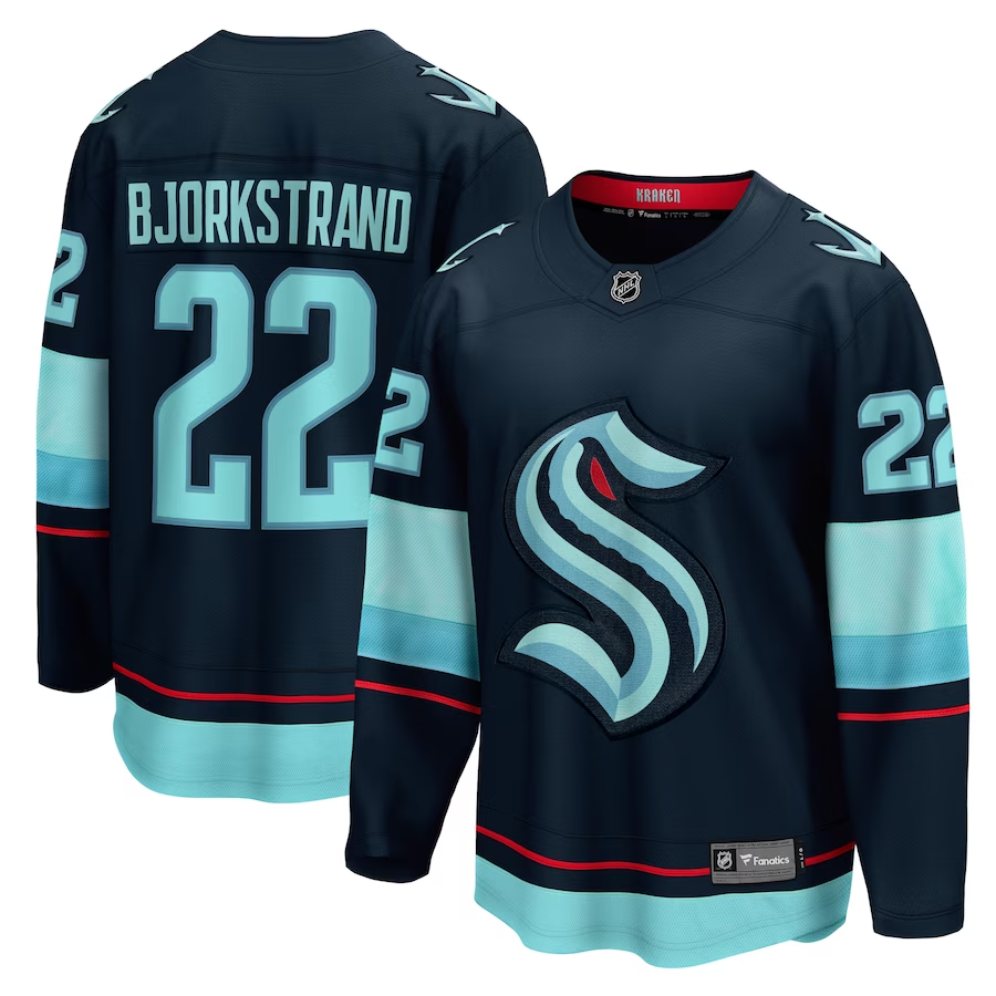 Men's Seattle Kraken Oliver Bjorkstrand #22 Deep Sea Blue Home Breakaway Player Jerseys