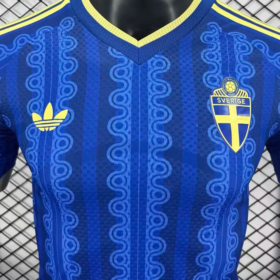 2026/27 Sweden Away Blue Player Version Soccer Jersey Detail 2