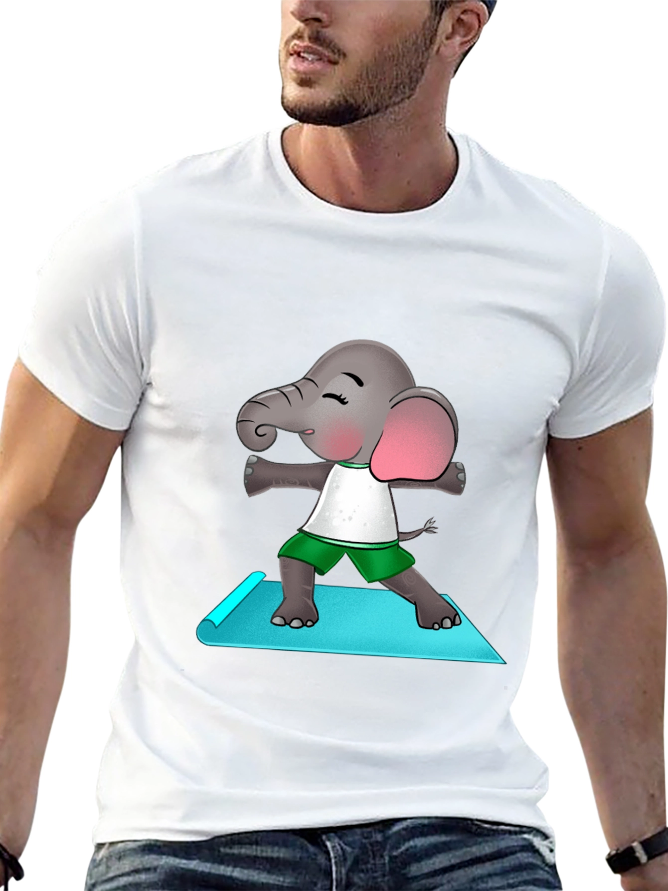 Yoga Elephant Mens Black T-Shirt