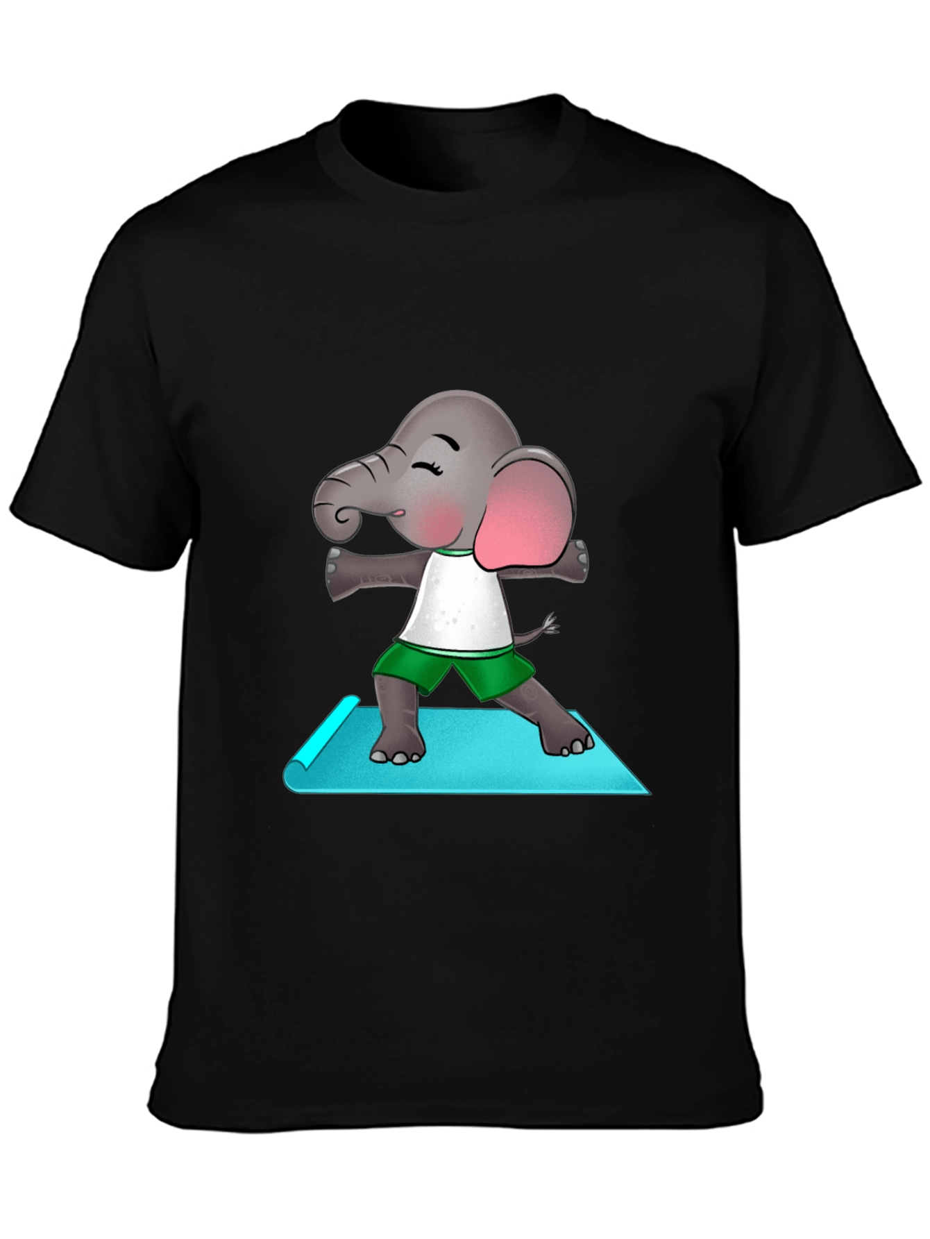 Yoga Elephant Mens Black T-Shirt