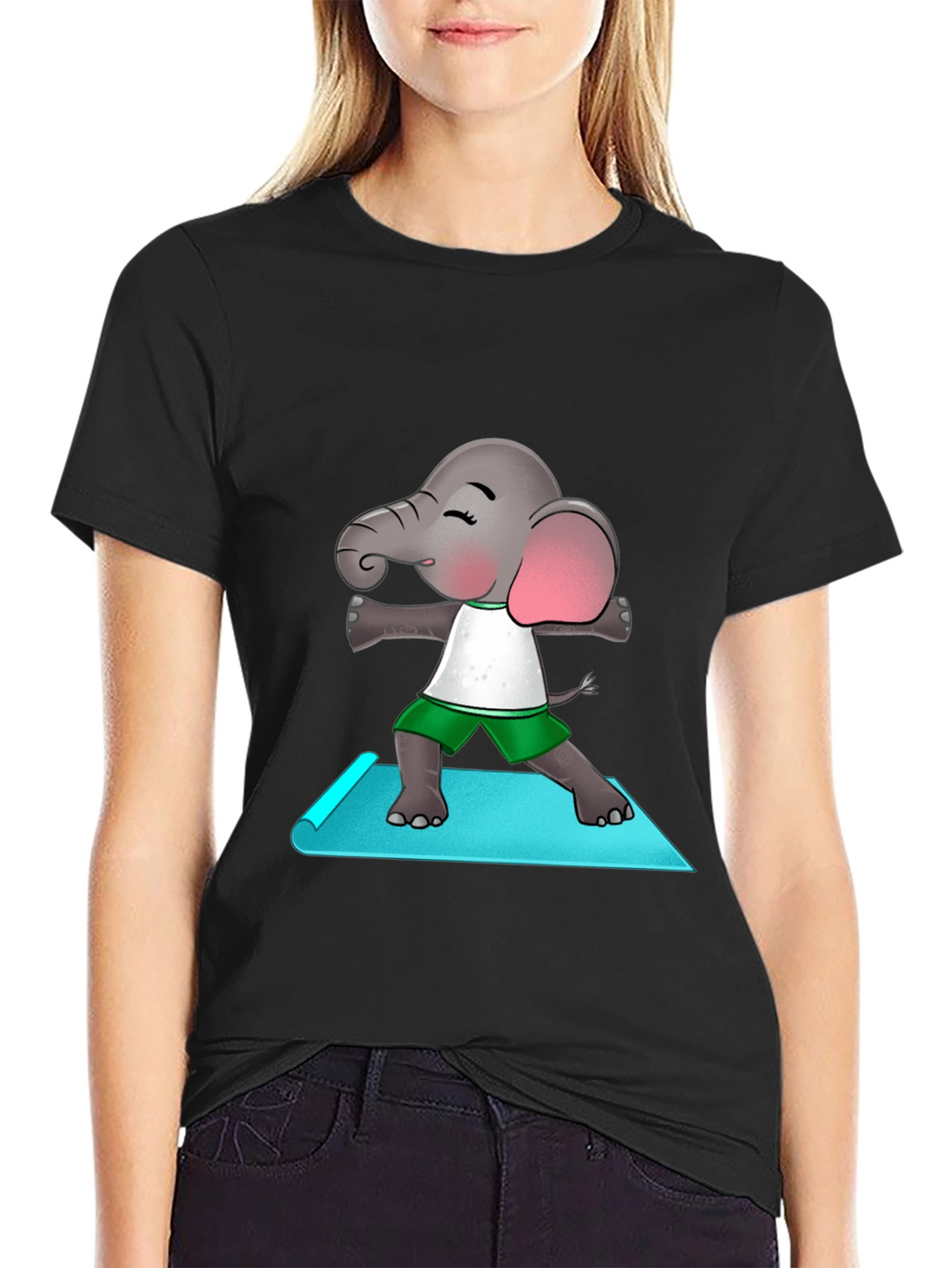 Yoga Elephant Mens Black T-Shirt