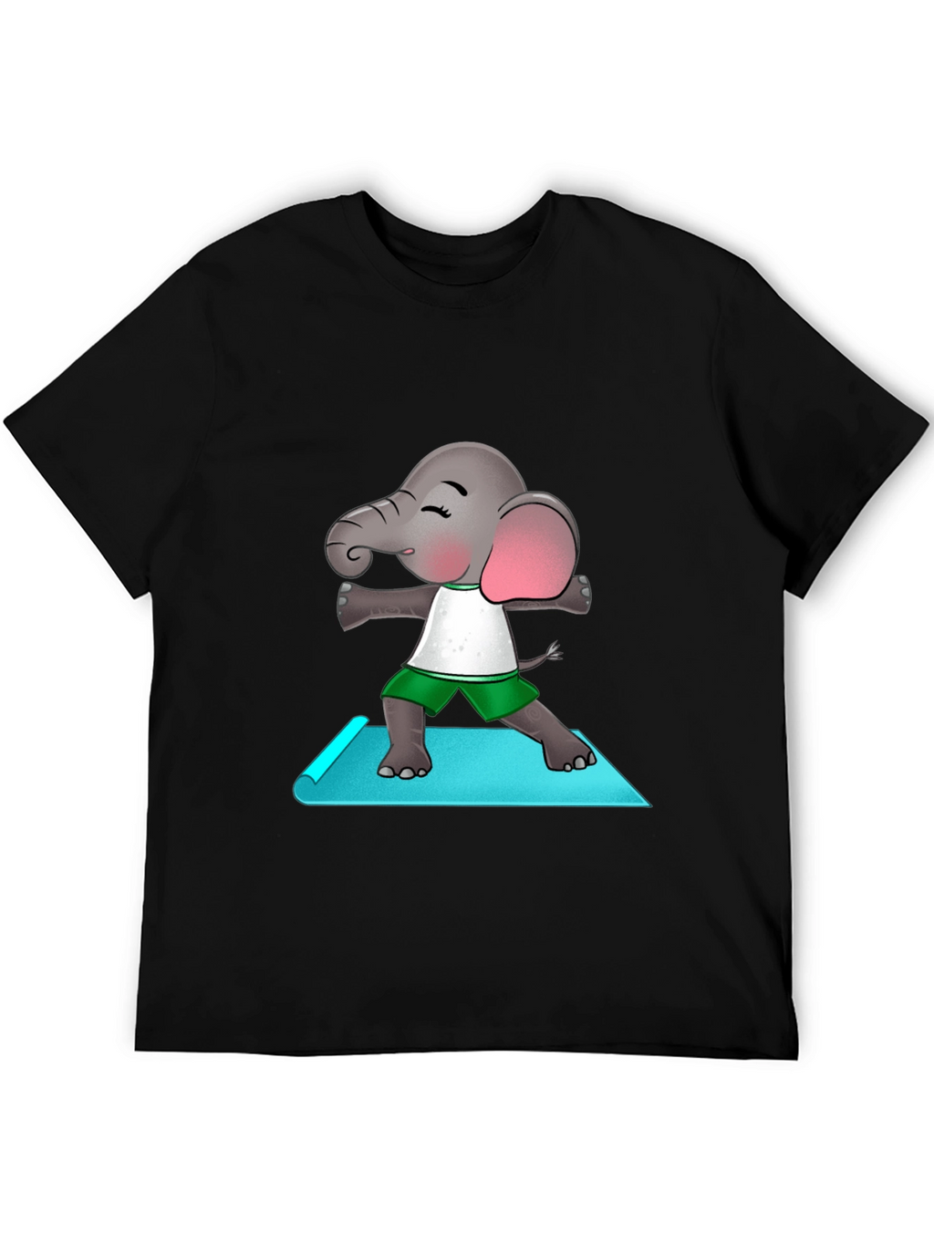 Yoga Elephant Mens Black T-Shirt