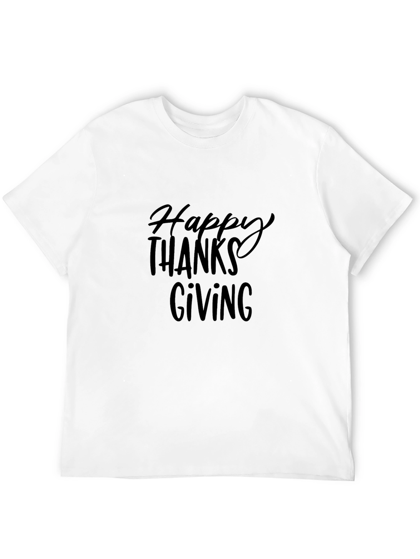 Happy Thanksgiving Graphic Tee - Black Short Sleeve