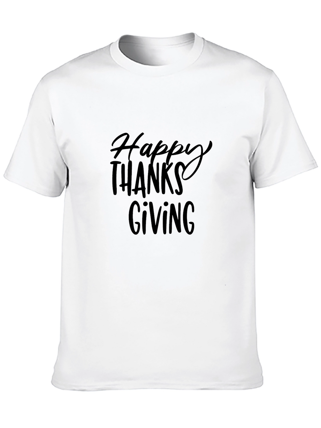Happy Thanksgiving Graphic Tee - Black Short Sleeve