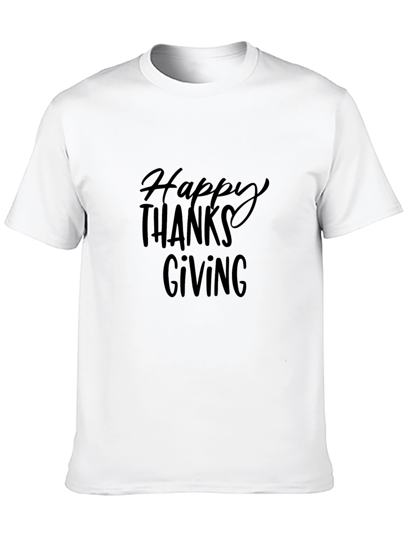 Happy Thanksgiving Graphic Tee - Black Short Sleeve