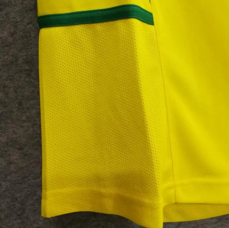 2002 Brazil Home Yellow Retro Long Sleeve Soccer Jersey Detail 4